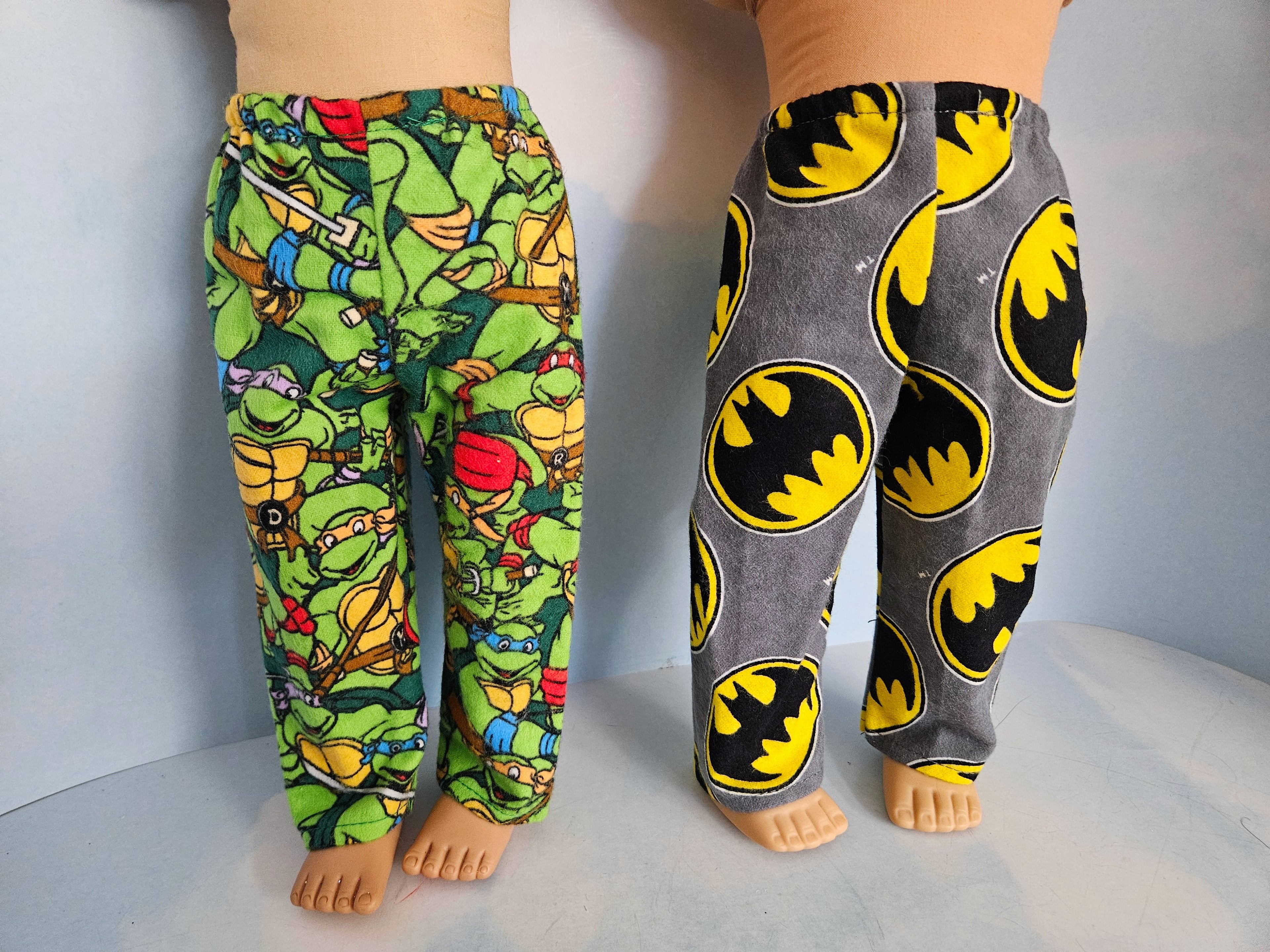 Two Pair Pajama Pants Batman - Ninja Turtle/handmade/AG doll/18 inch boy doll