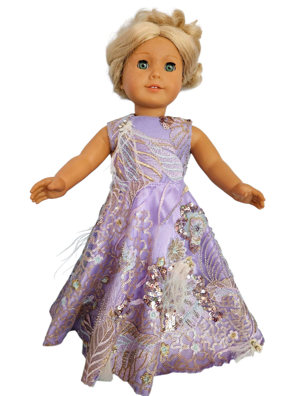 18 inch doll Purple Beaded Sequin Gown