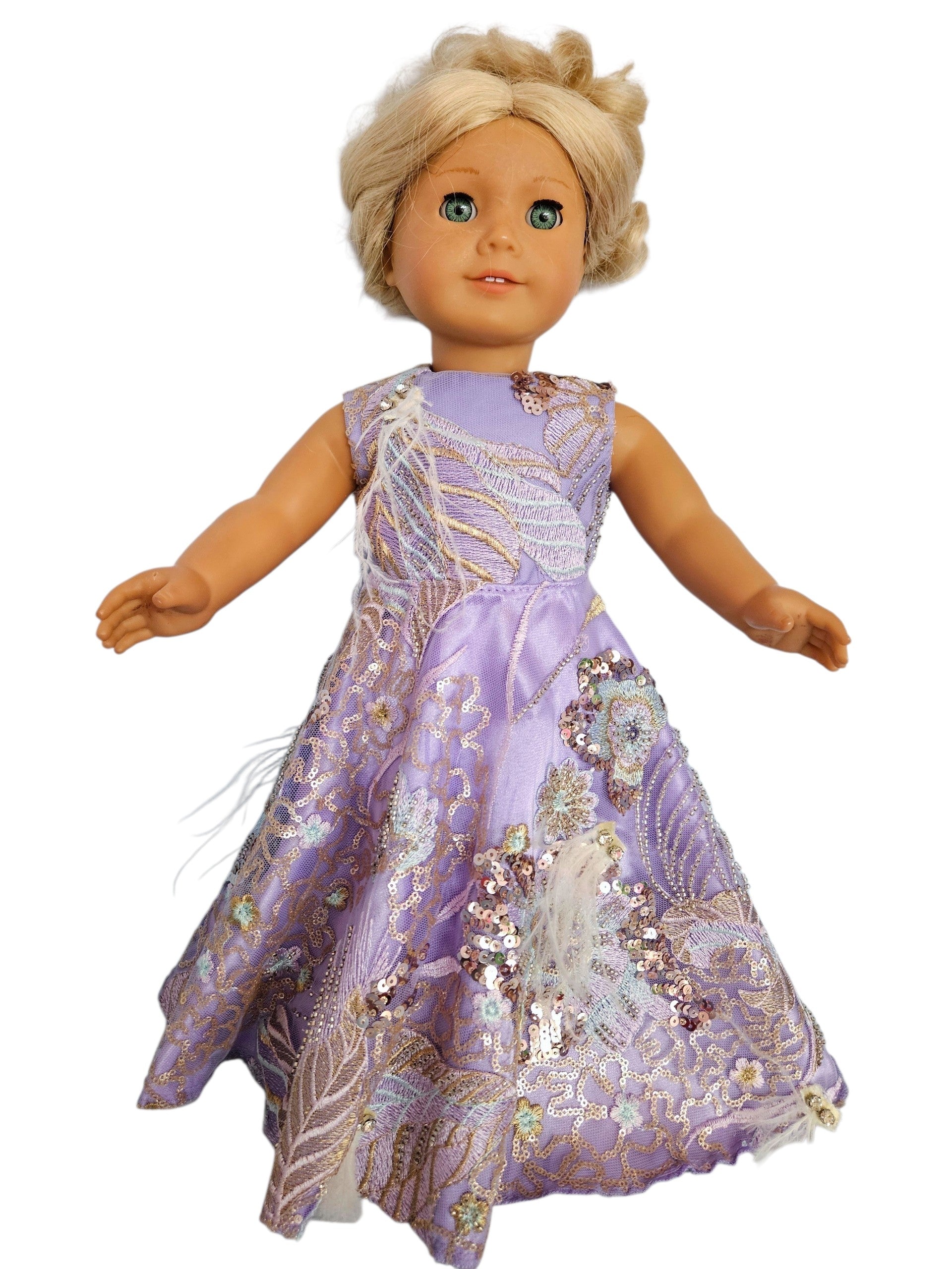 18 inch doll Purple Beaded Sequin Gown