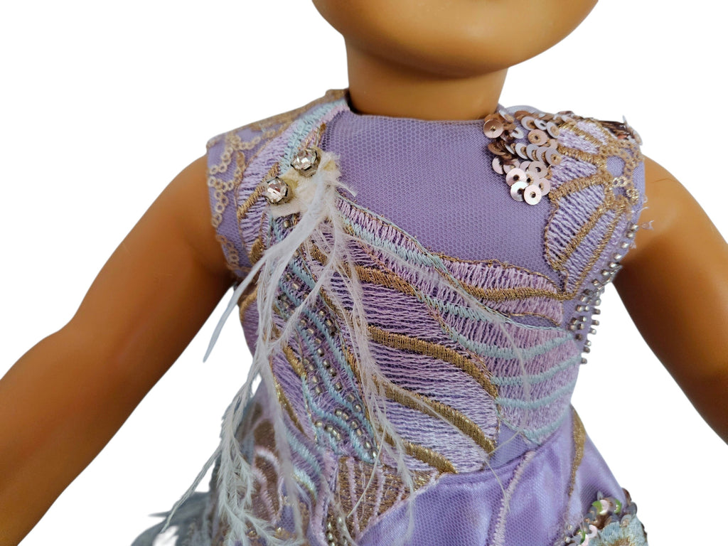 18 inch doll Purple Beaded Sequin Gown