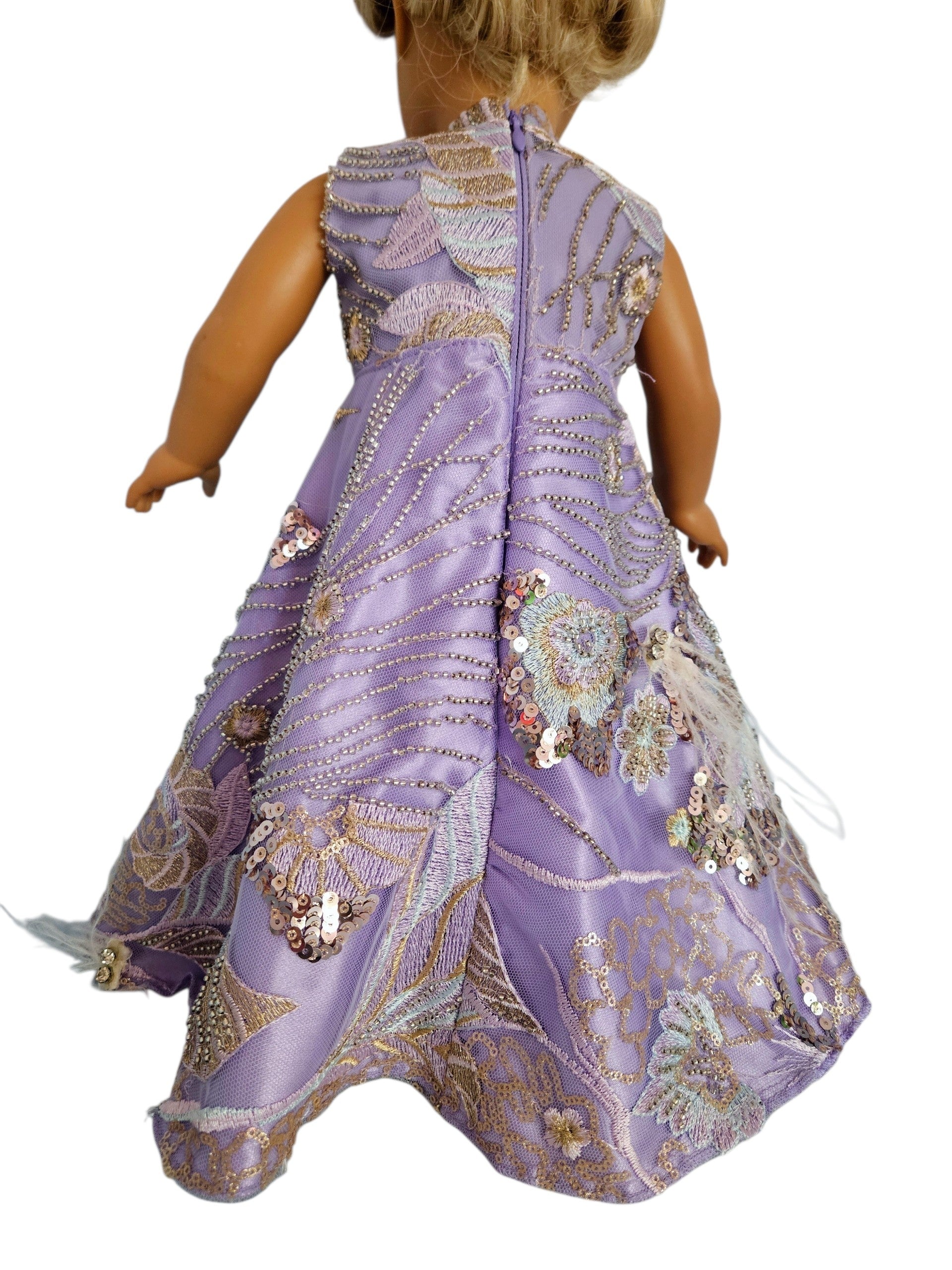 18 inch doll Purple Beaded Sequin Gown