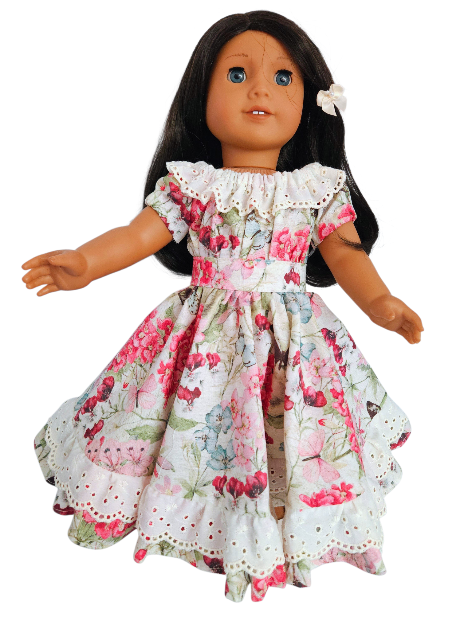 Ivory Floral Fiesta Gown for 18 inch doll