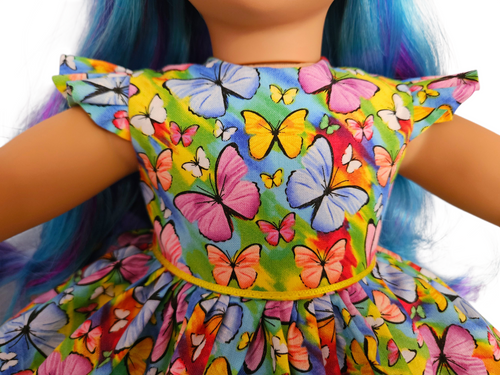 18 inch doll Butterfly Ruffled Gown