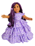Purple Floral Ruffle Gown for 18 inch doll