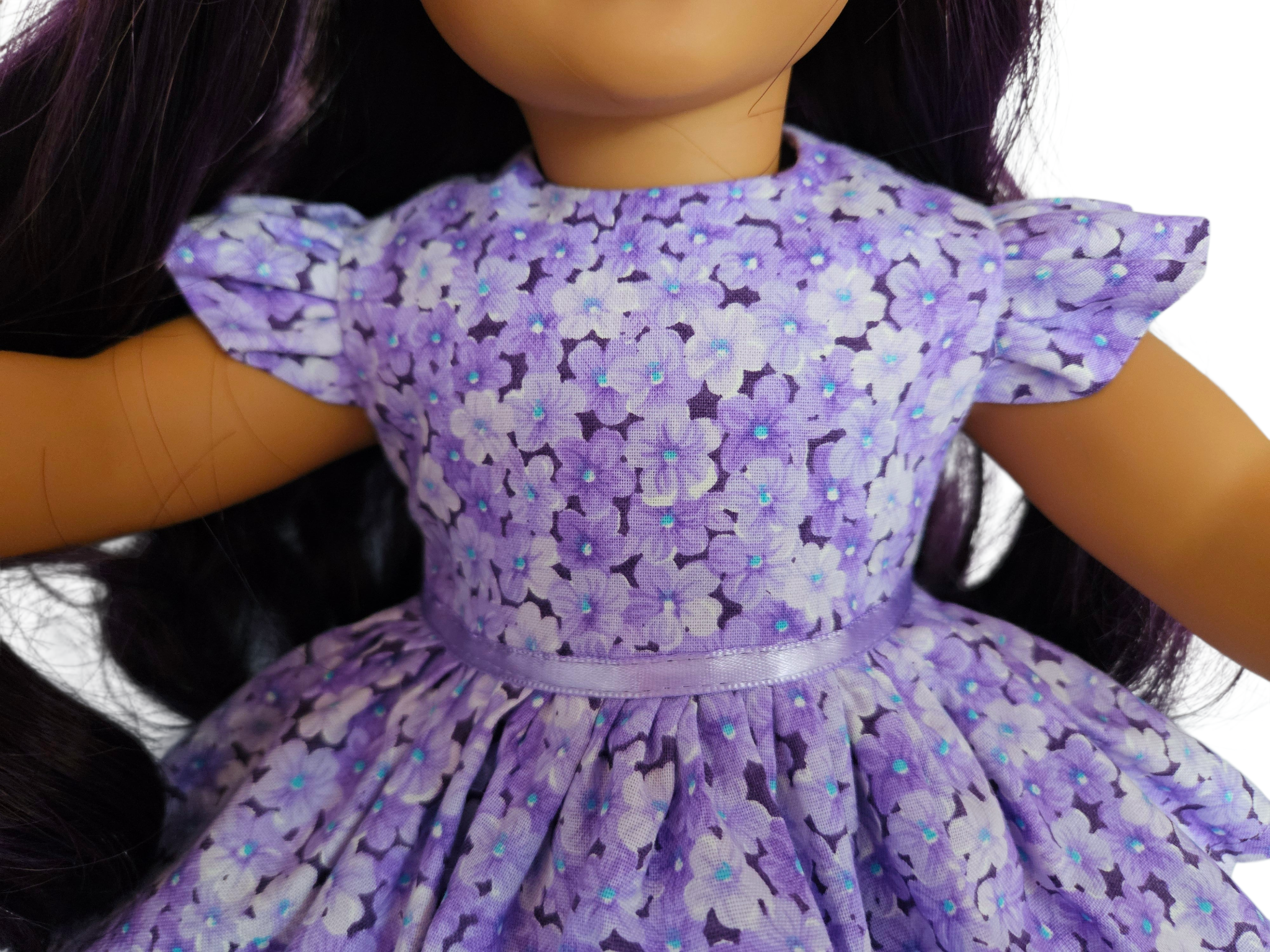 Purple Floral Ruffle Gown for 18 inch doll