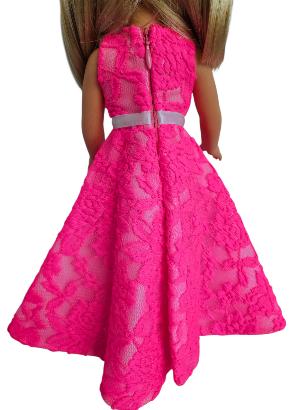 Neon Pink Lace for Wellie Wisher doll