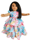 Diagonal Floral Ruffle Gown for 18 inch doll