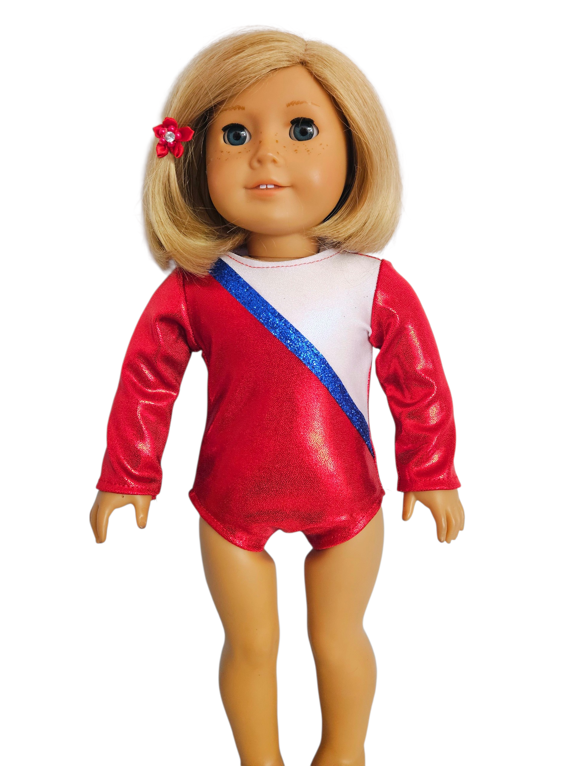 Red White Blue Spandex Gymnastic Leotard/handmade/AG doll/18 inch doll