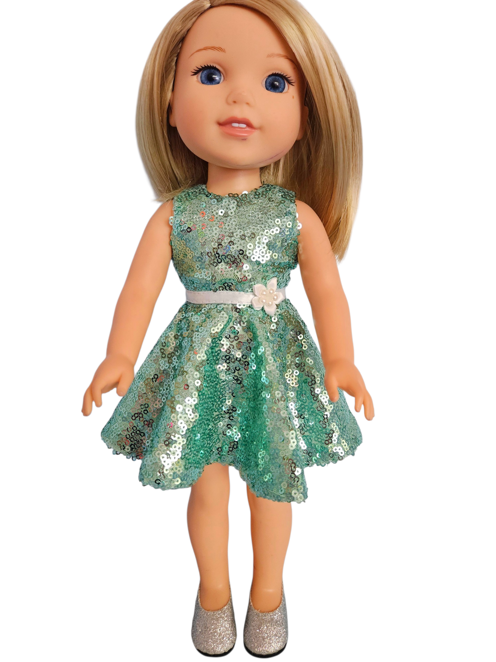 Wellie Wisher Light Green Sequin Dress #13