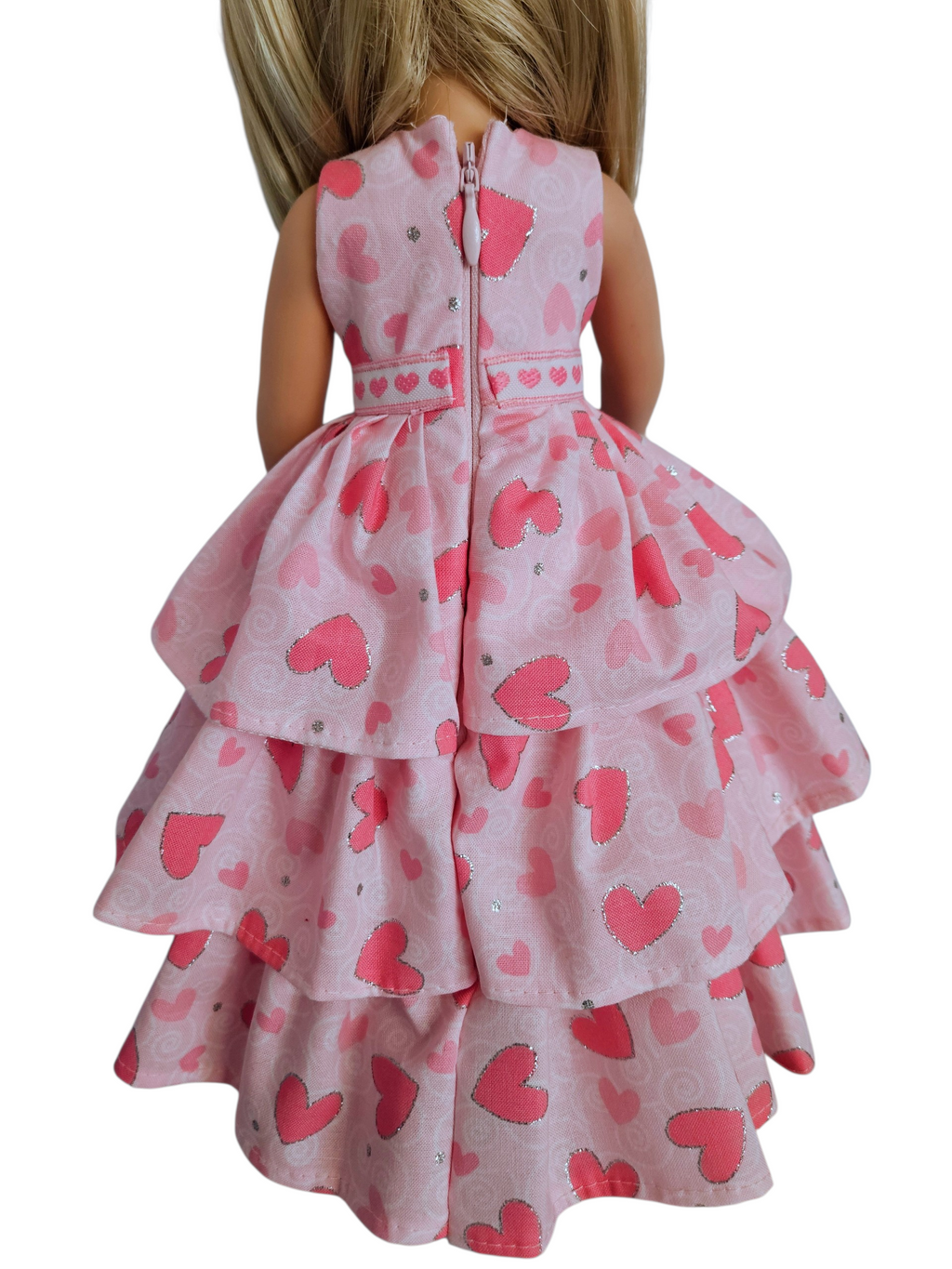 Pink Hearts Ruffled Gown for Wellie Wisher
