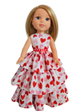 Red and Pink Hearts Ruffled Gown for Wellie Wisher