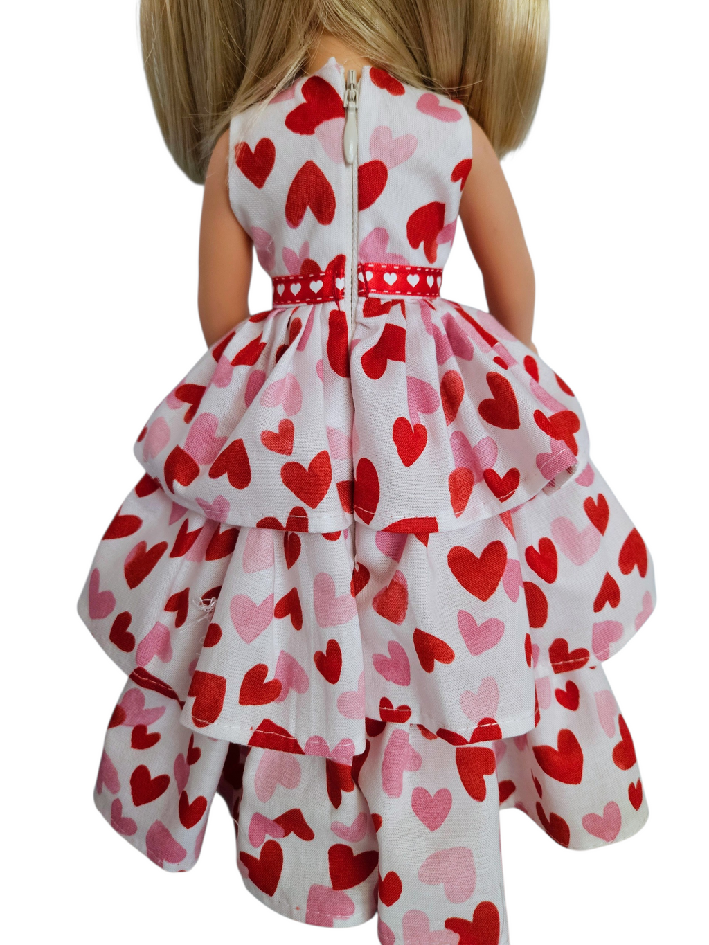 Red and Pink Hearts Ruffled Gown for Wellie Wisher