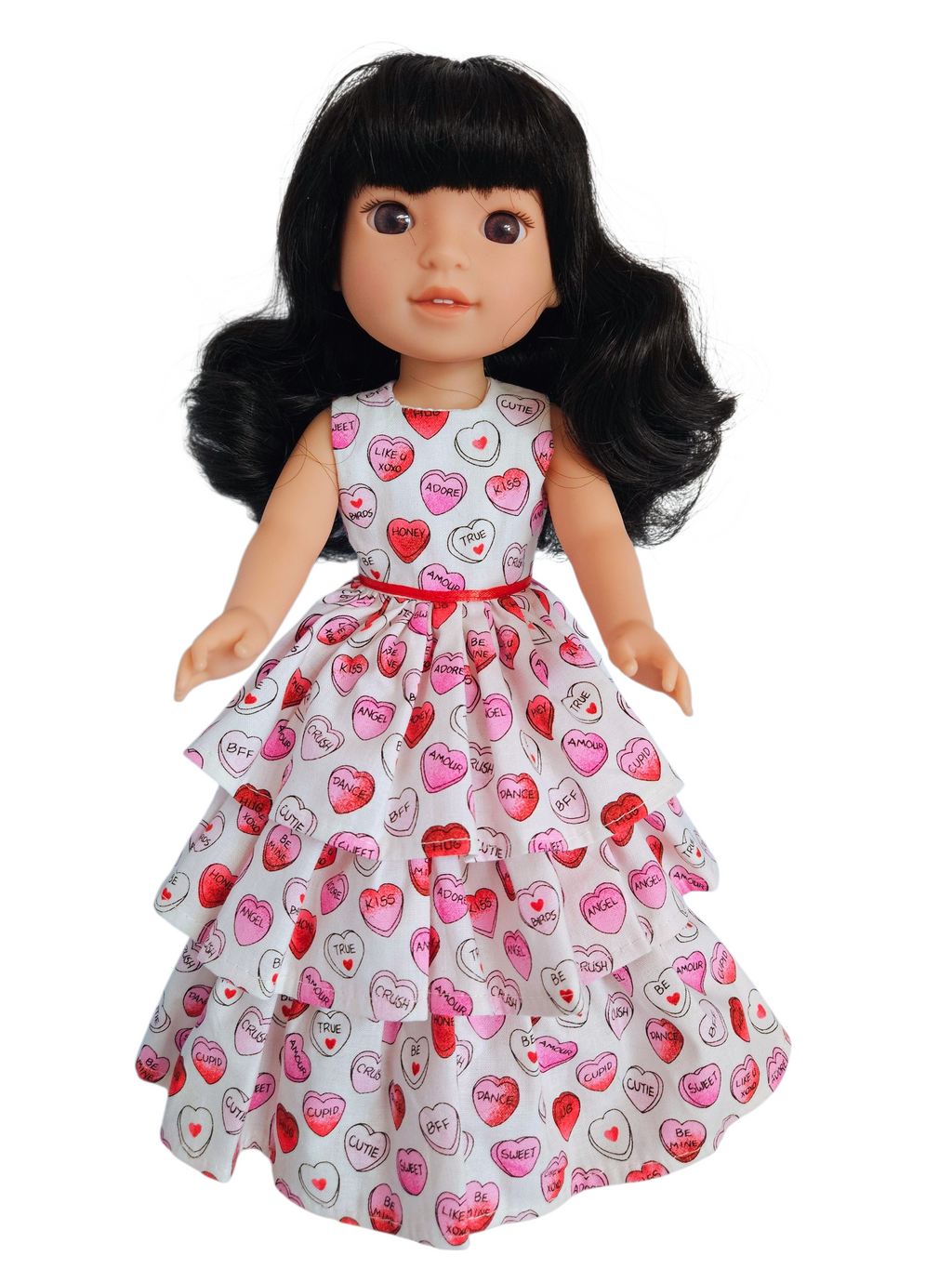 Candy Hearts Ruffled Gown for Wellie Wisher