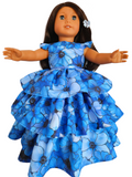 Blue Floral Ruffle Gown for 18 inch doll (Copy)