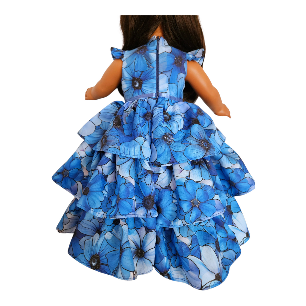 Blue Floral Ruffle Gown for 18 inch doll (Copy)