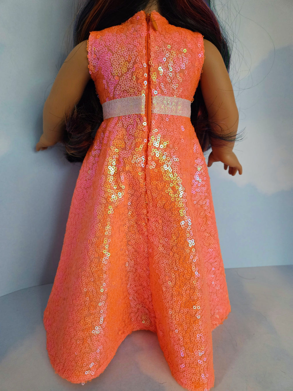 18 inch doll Orange Sequin Gown #400