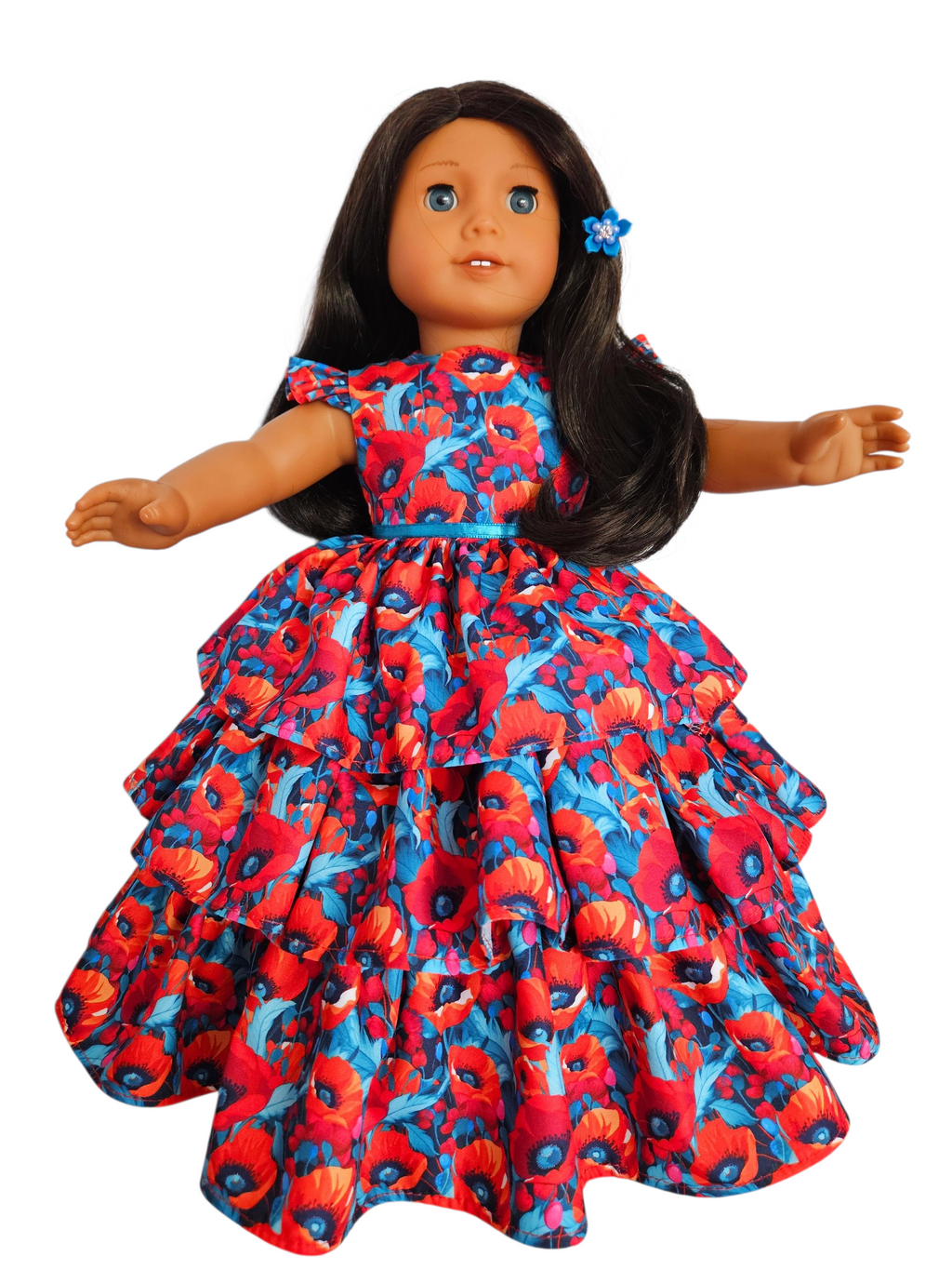 18 inch doll Red Floral Ruffle Gown