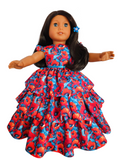 18 inch doll Red Floral Ruffle Gown