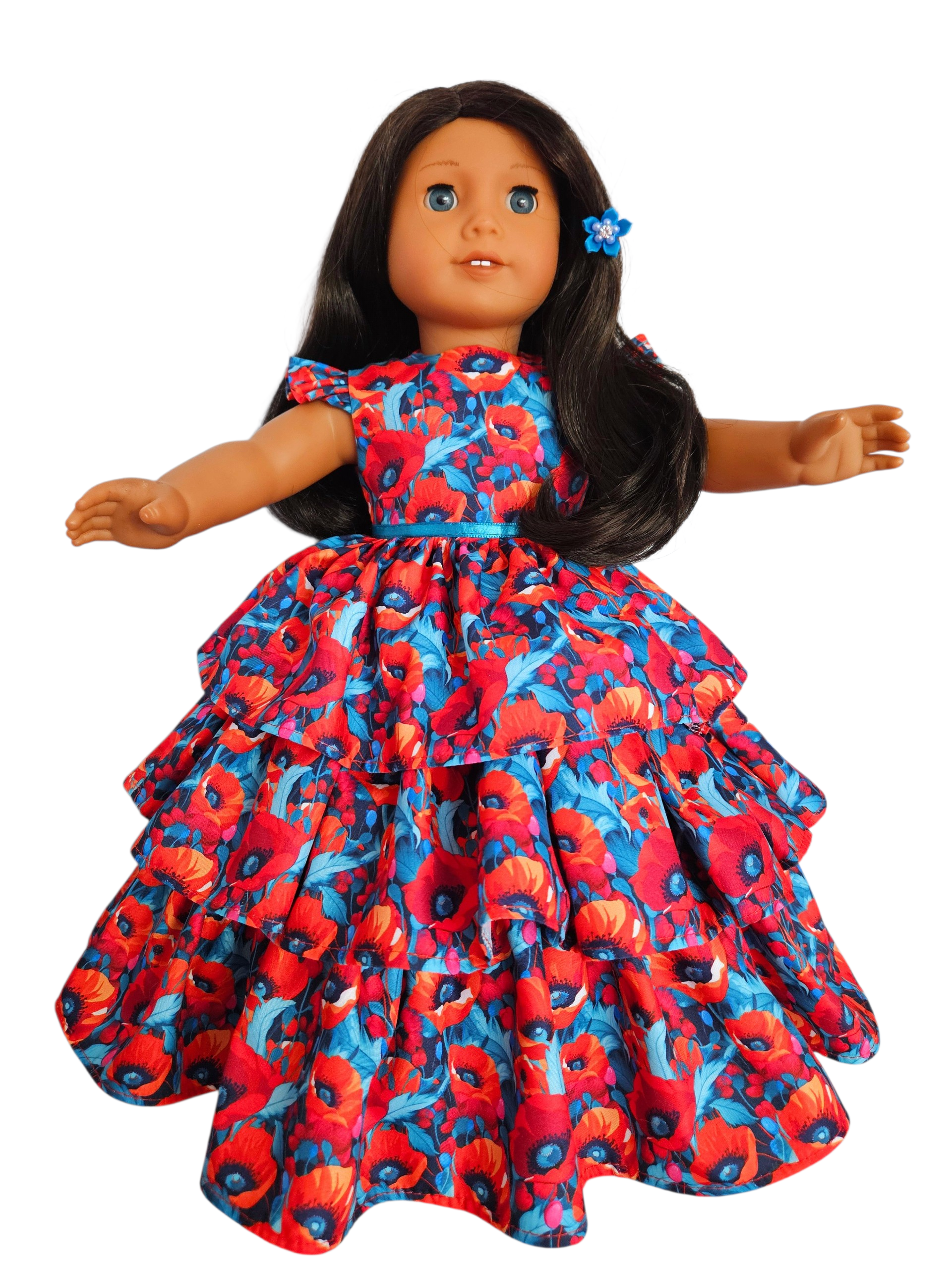 18 inch doll Red Floral Ruffle Gown