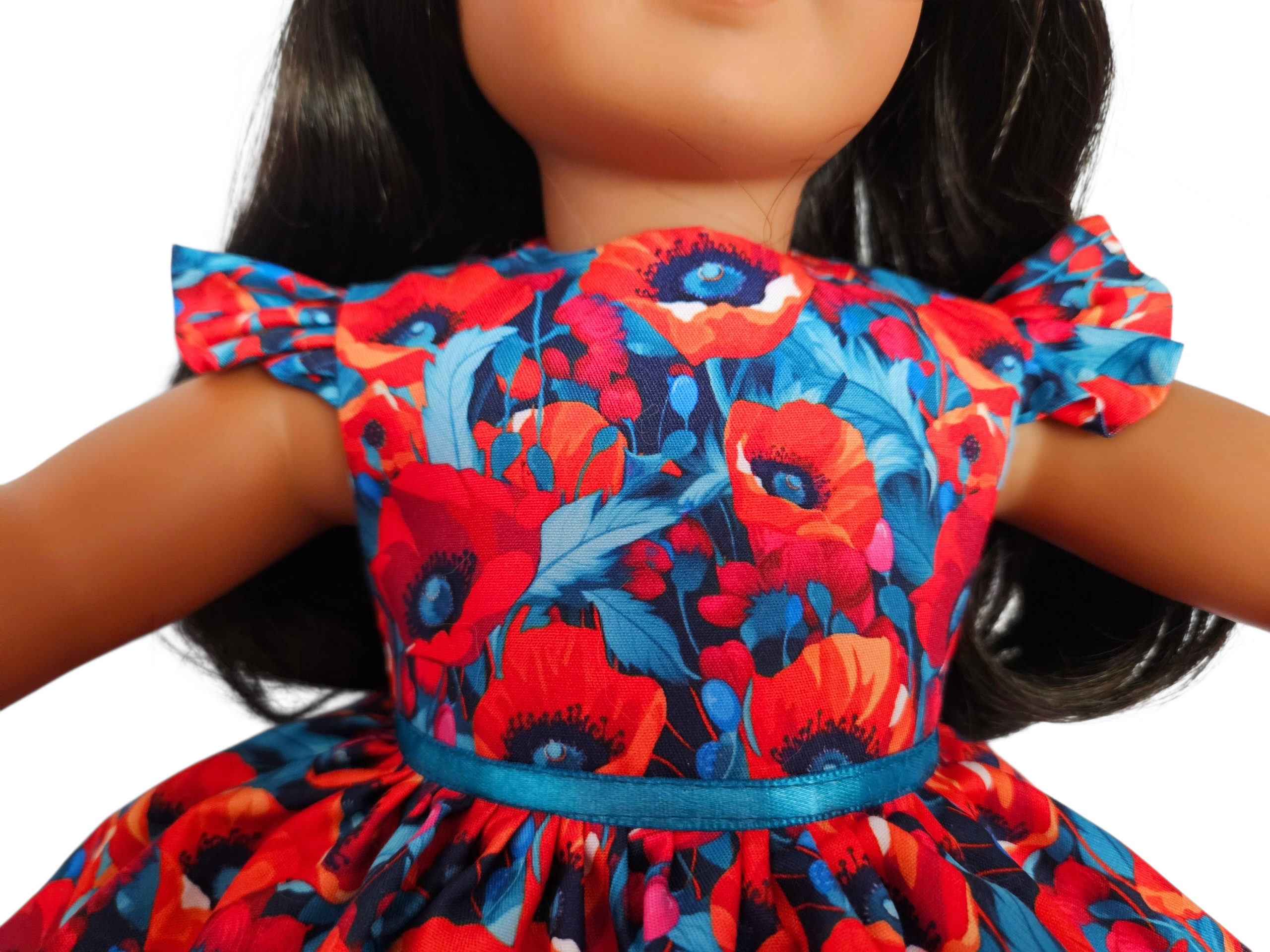 18 inch doll Red Floral Ruffle Gown