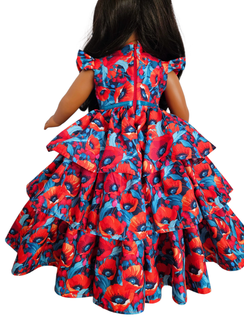 18 inch doll Red Floral Ruffle Gown