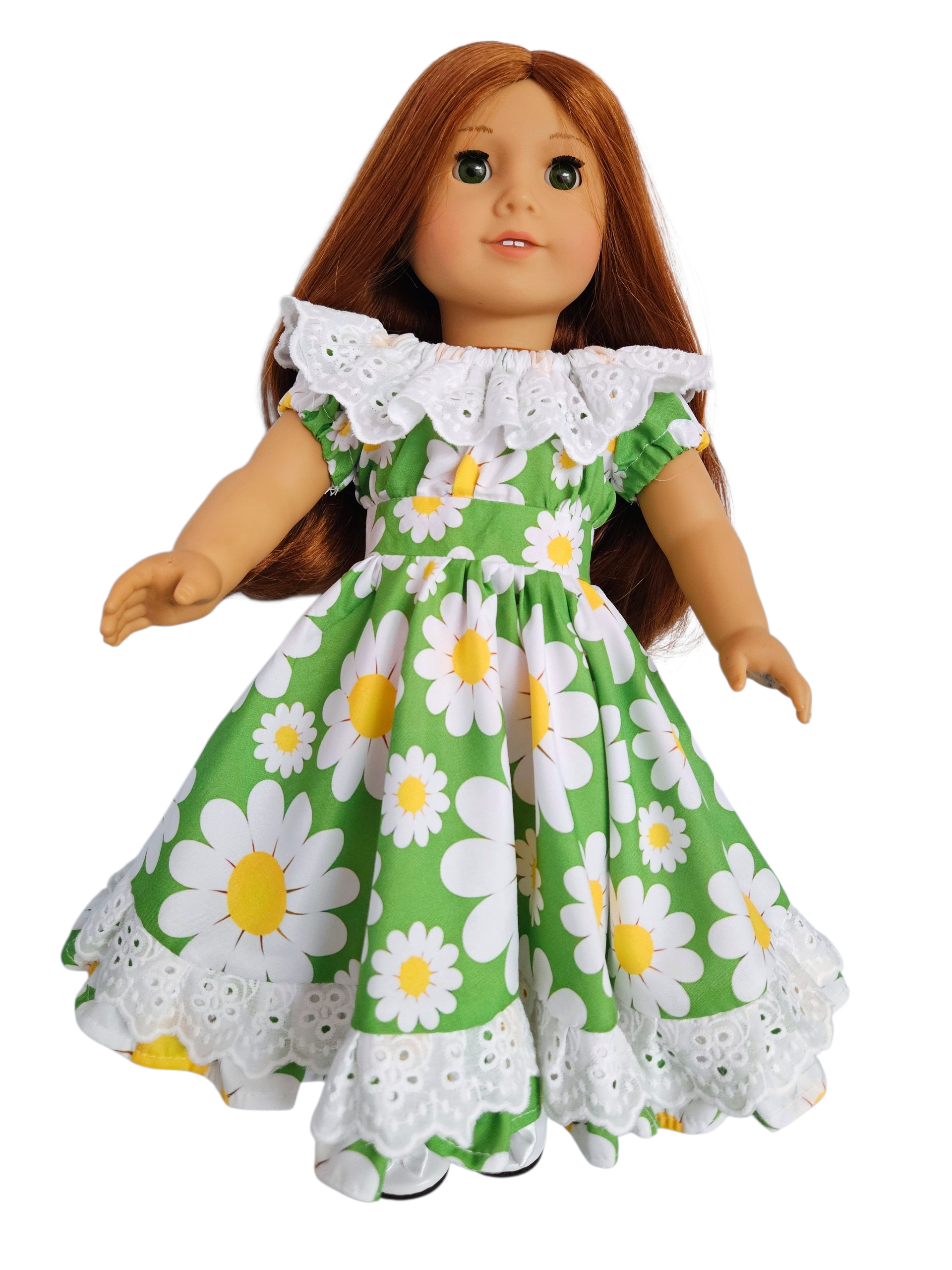 18 inch doll Green Floral Fiesta Gown