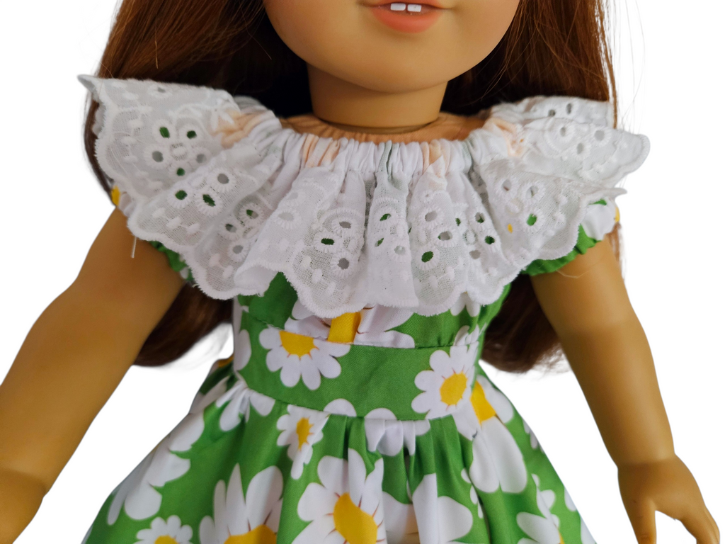 18 inch doll Green Floral Fiesta Gown
