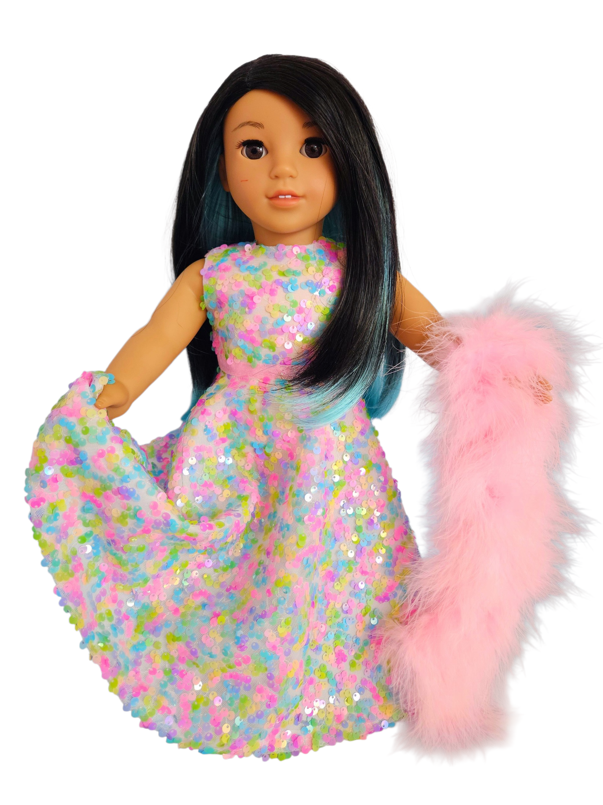 18 inch doll Pastel Sequin Gown #206