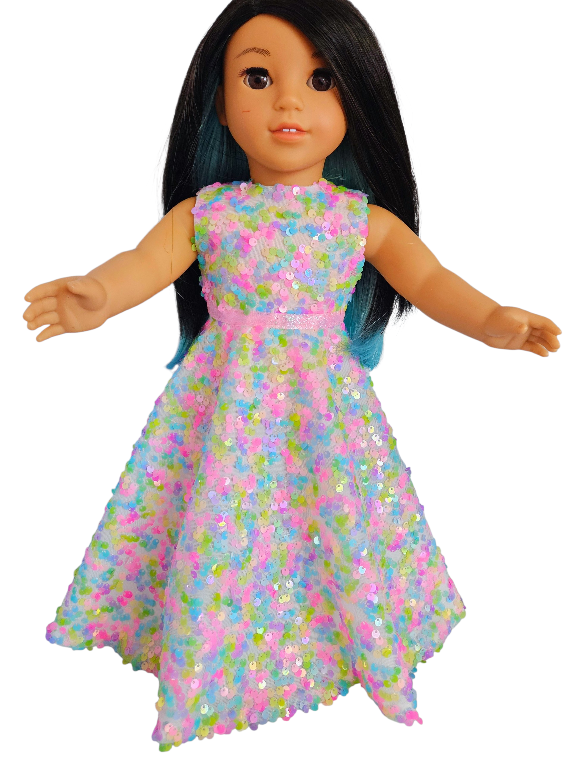 18 inch doll Pastel Sequin Gown #206