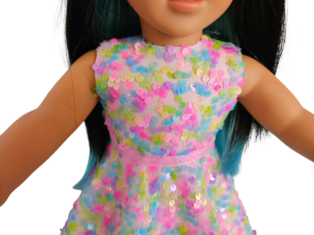 18 inch doll Pastel Sequin Gown #206