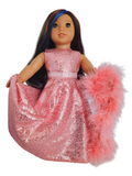 18 inch doll Dusty Rose Sequin Gown #200