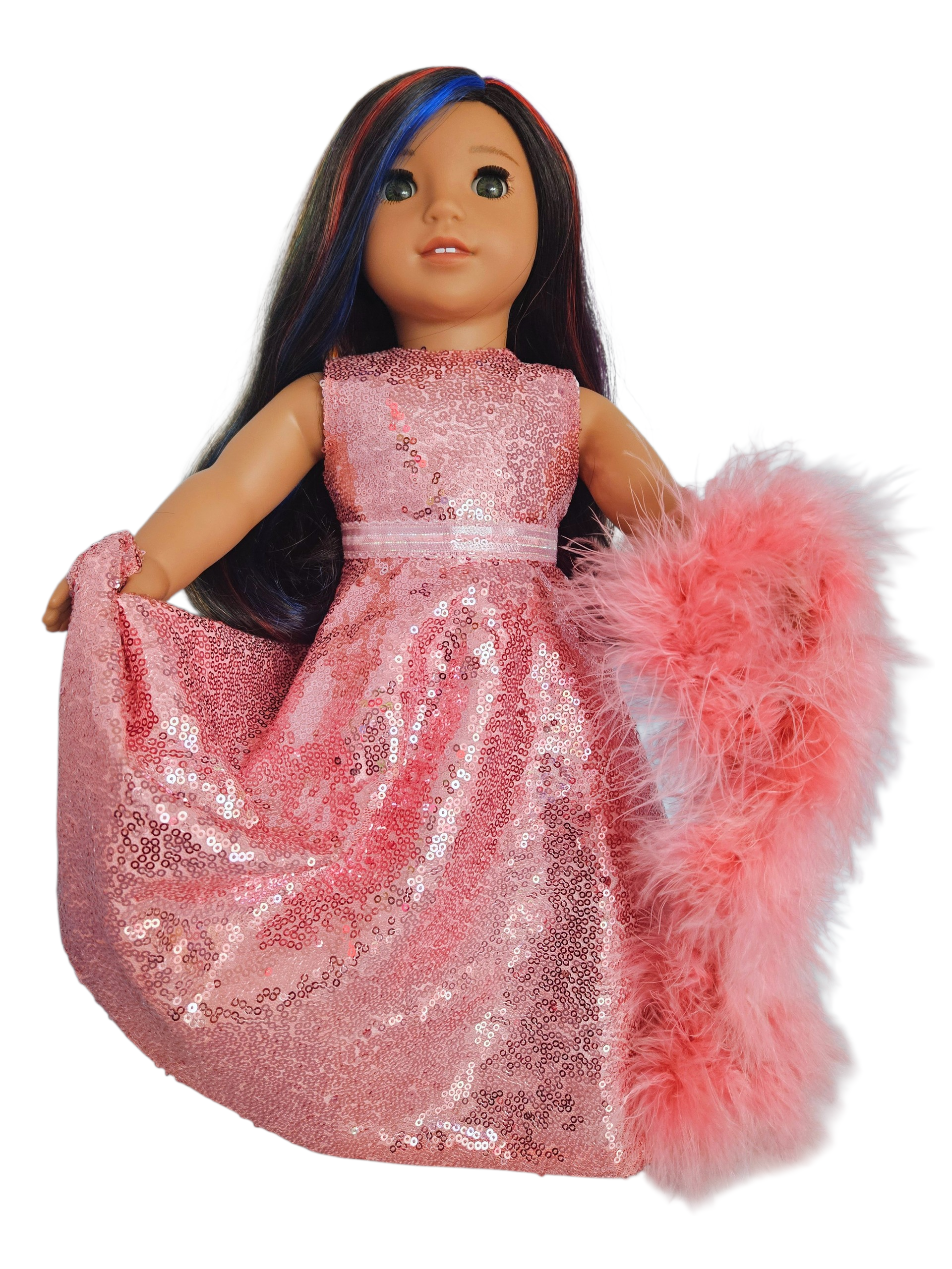 18 inch doll Dusty Rose Sequin Gown #200