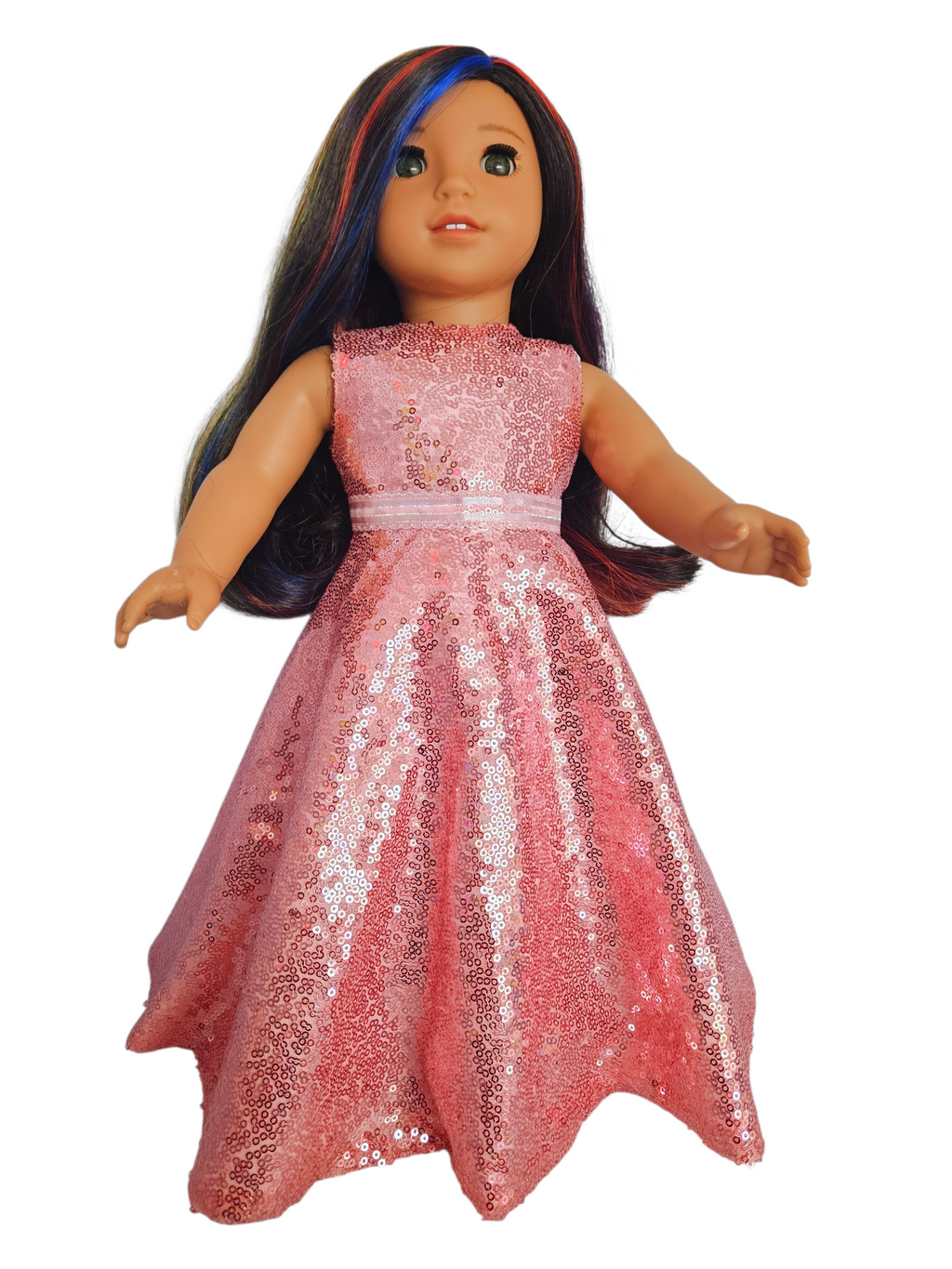 18 inch doll Dusty Rose Sequin Gown #200