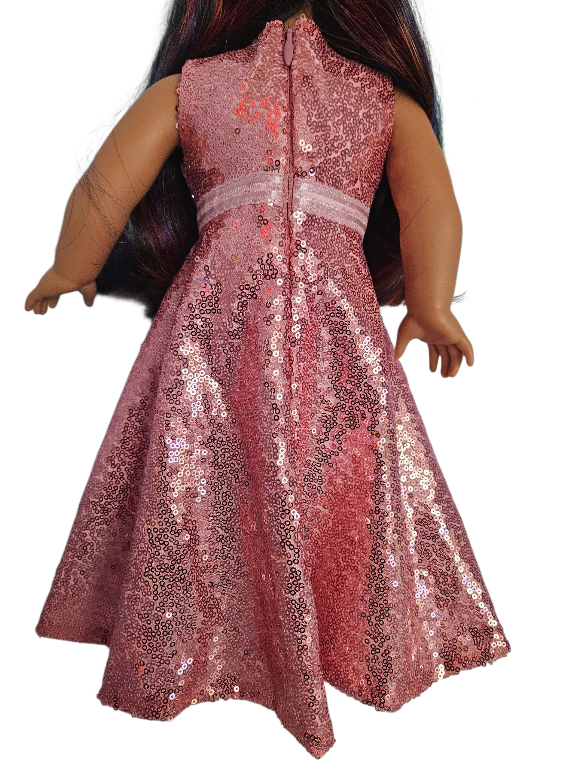 18 inch doll Dusty Rose Sequin Gown #200