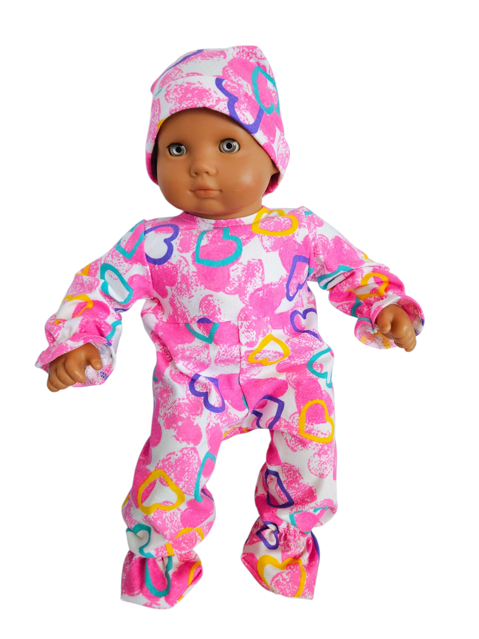 Bitty Baby doll Pink Hearts Sleeper and Cap