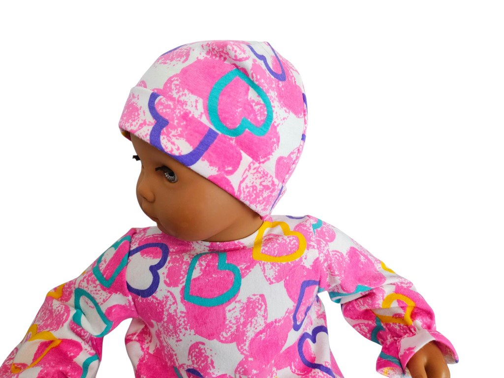 Bitty Baby doll Pink Hearts Sleeper and Cap