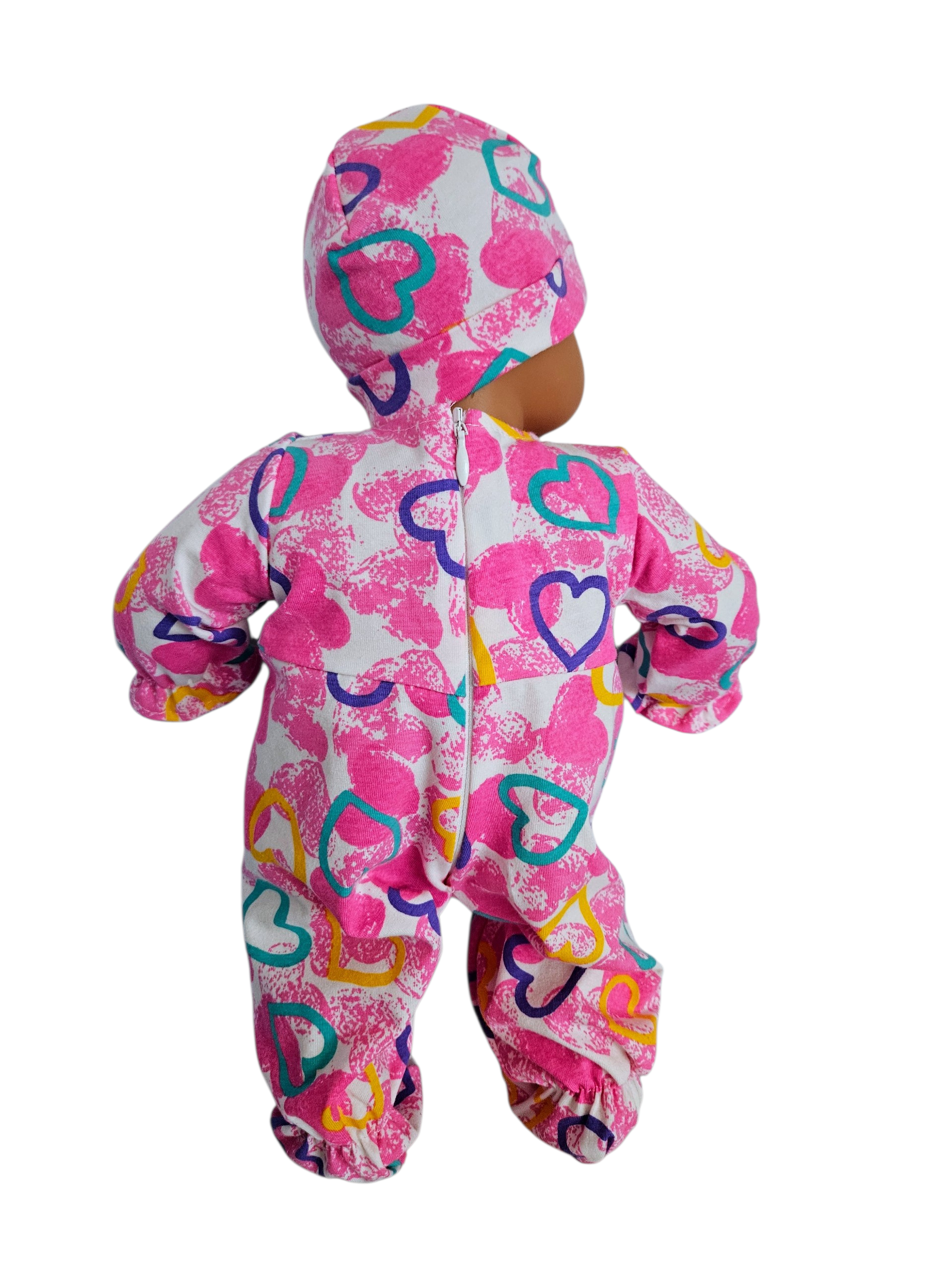 Bitty Baby doll Pink Hearts Sleeper and Cap