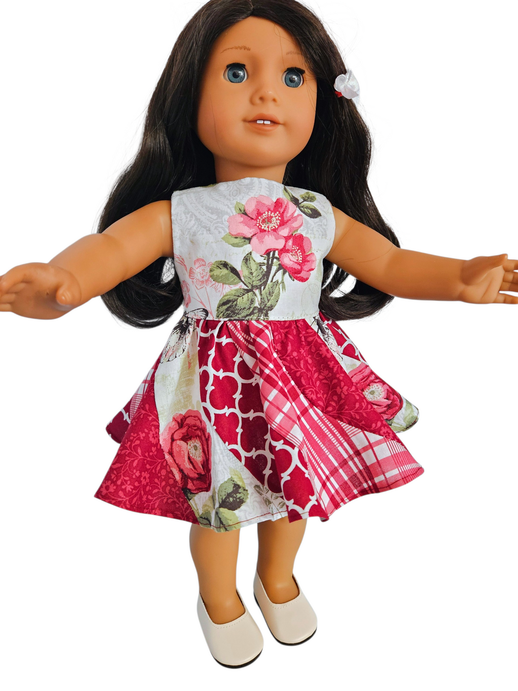 18 inch doll Dress - Burgundy Swirl