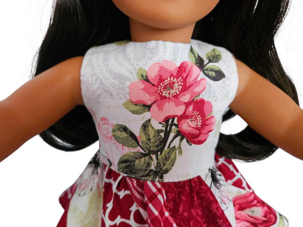 18 inch doll Dress - Burgundy Swirl