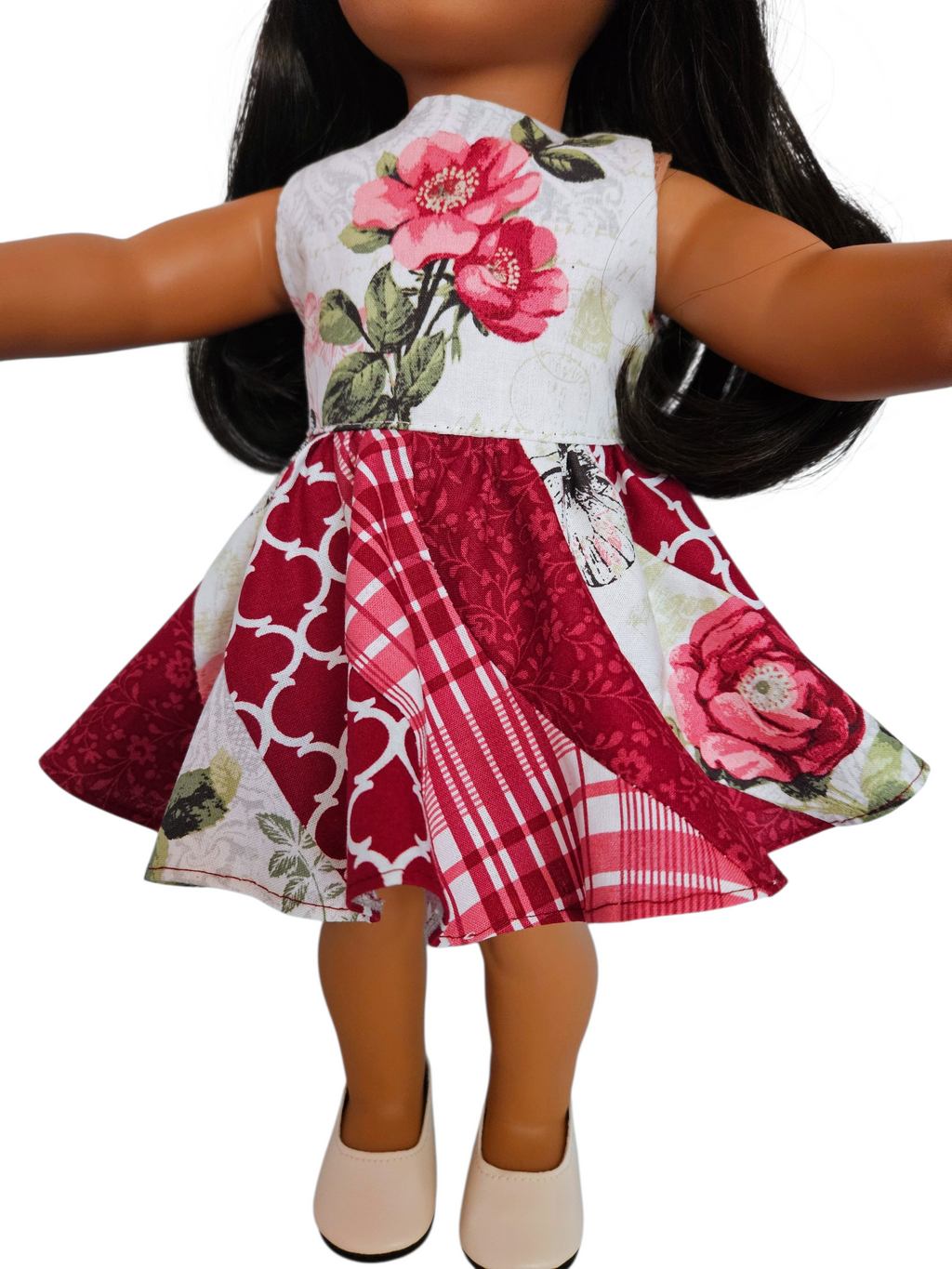 18 inch doll Dress - Burgundy Swirl