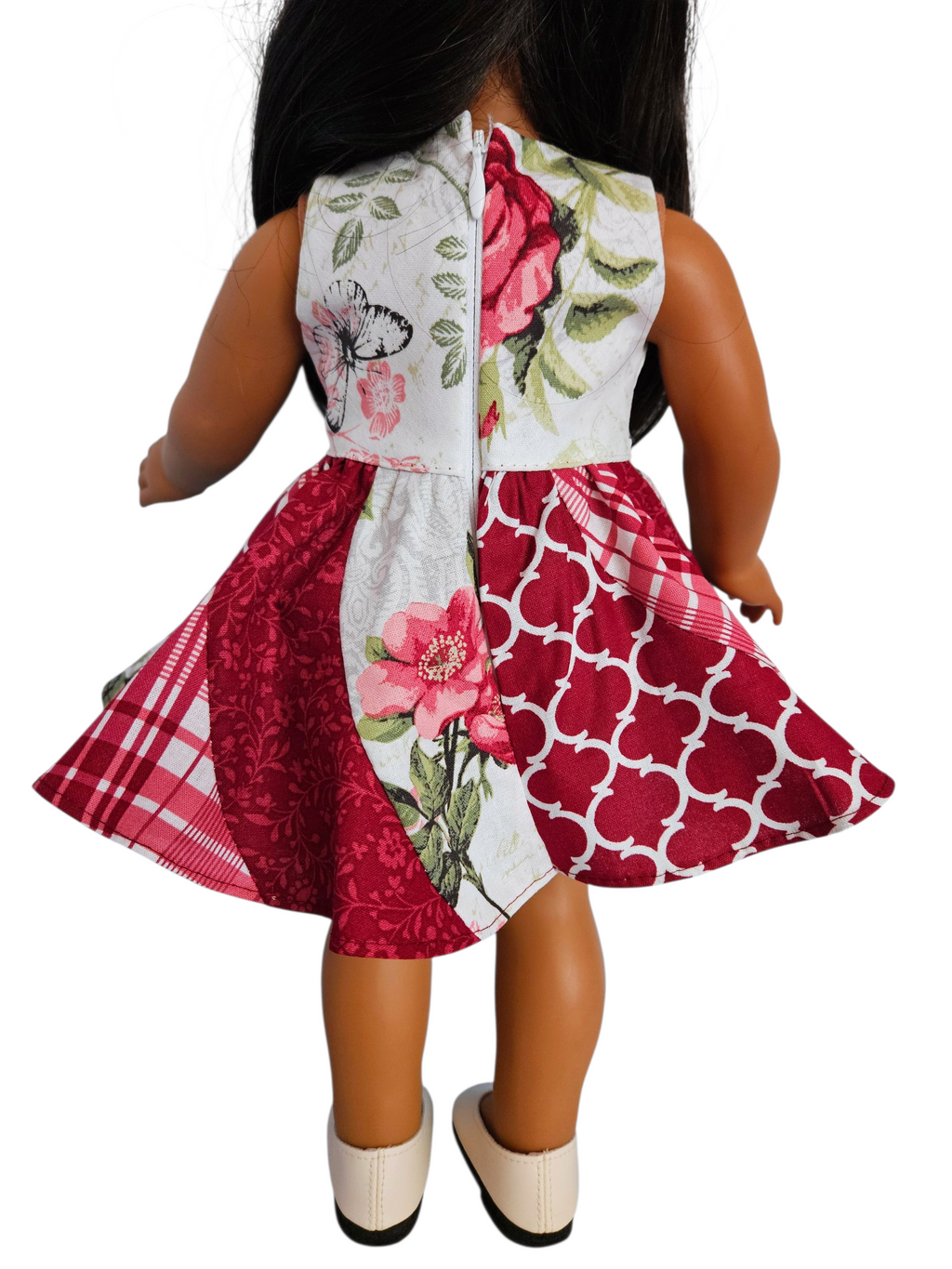 18 inch doll Dress - Burgundy Swirl