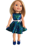 Wellie Wisher Blue Green Sequin Dress #22