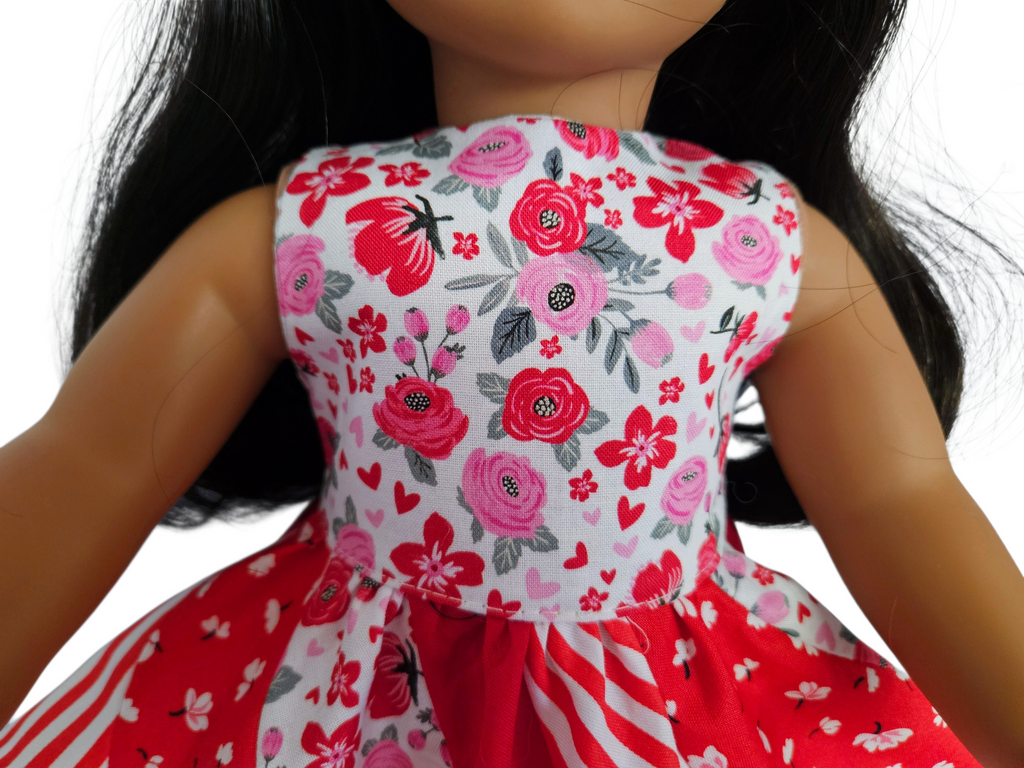 18 inch doll Red Swirl Dress