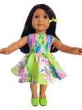 18 inch doll Lime Green Swirl Dress