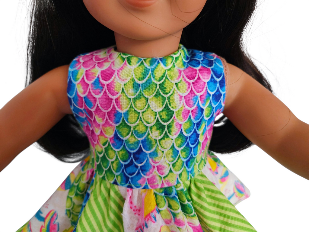18 inch doll Lime Green Swirl Dress