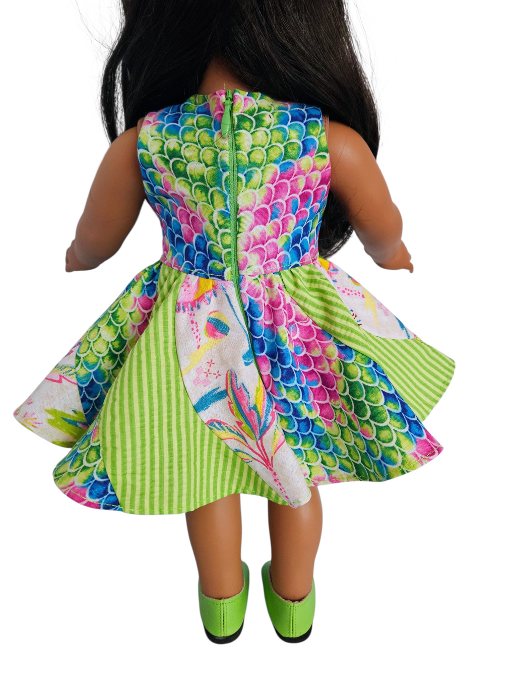 18 inch doll Lime Green Swirl Dress
