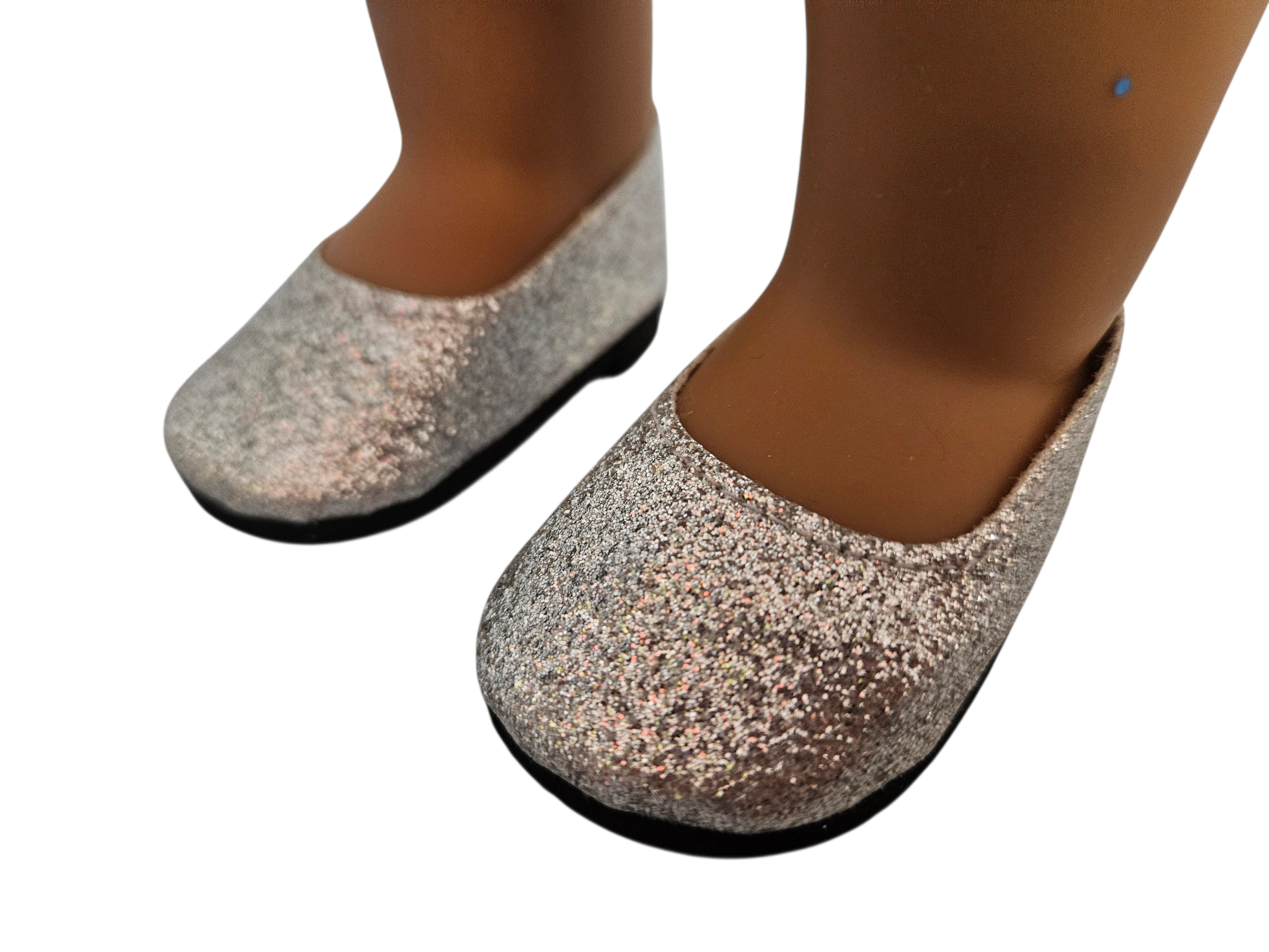 18 inch doll Shoes -  Silver Glitter