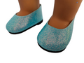 18 inch doll Shoes - Aqua Glitter