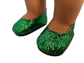 18 inch doll Shoes - Green Glitter