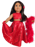 18 inch doll Red Sequin Gown and Boa